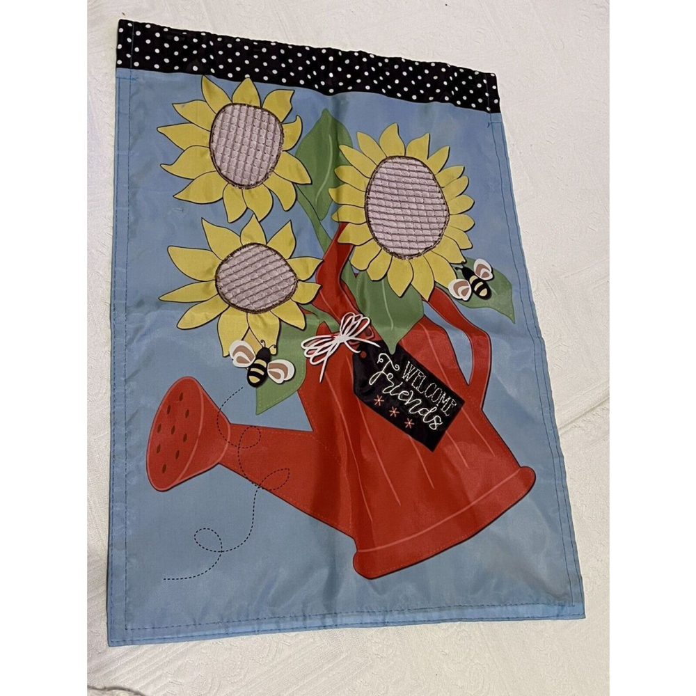 Meadow Creek Garden Flag, 18X13” Summer Garden Flag Hand stitched embellishments